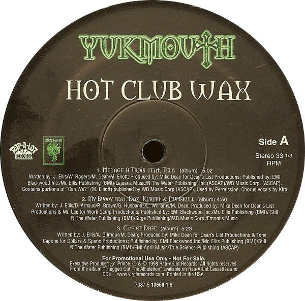Yukmouth : Thugged Out: The Albulation (Hot Club Wax) (12", Promo, Smplr)