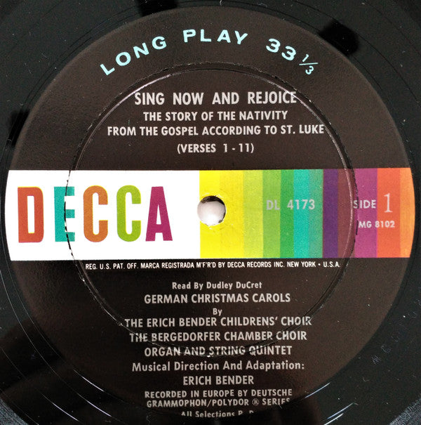 The Erich Bender Children's Choir*, The Bergedorfer Chamber Choir*, Organ & String Quintet* Musical Direction & Adaptation: Erich Bender : Sing Now And Rejoice (LP, Album, Mono)