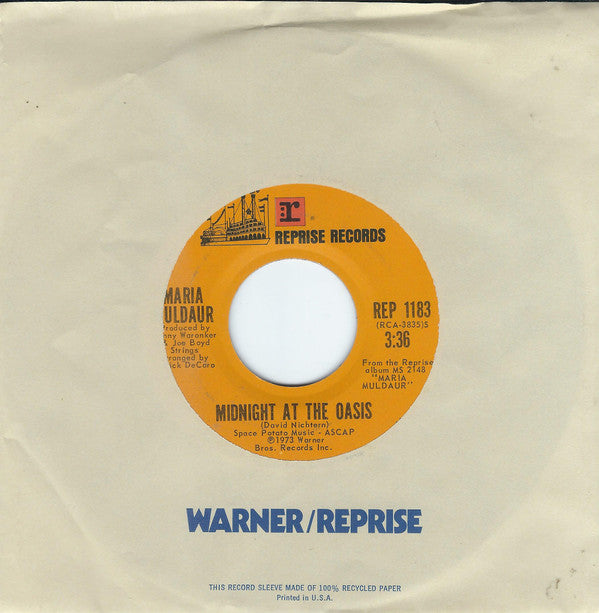 Maria Muldaur : Midnight At The Oasis (7", Single, San)