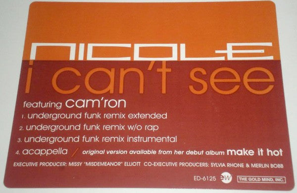 Nicole Wray featuring Cam'ron : I Can't See (12", Promo)