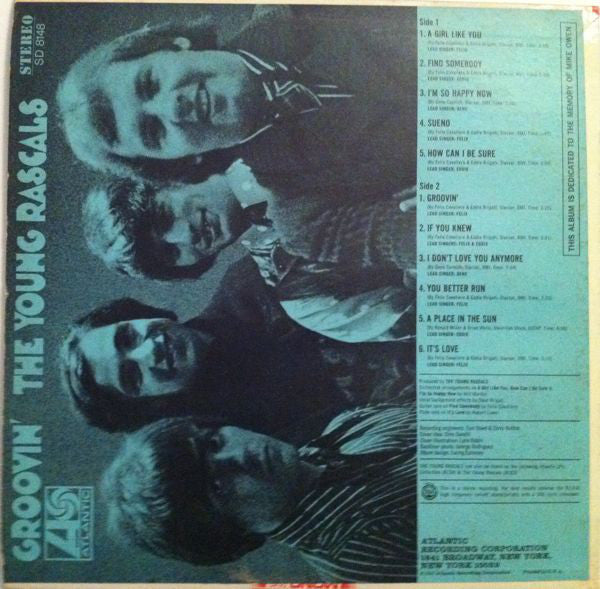 The Young Rascals : Groovin' (LP, Album, RP, Ter)