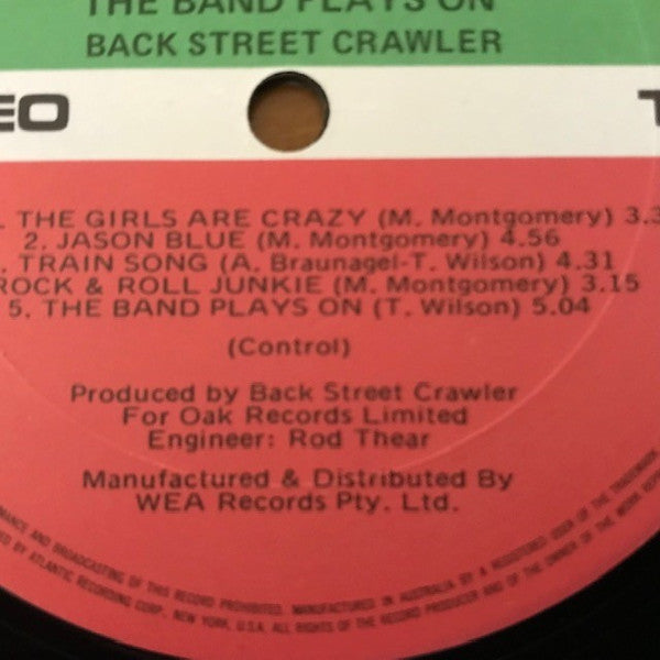 Back Street Crawler : The Band Plays On (LP, Album)