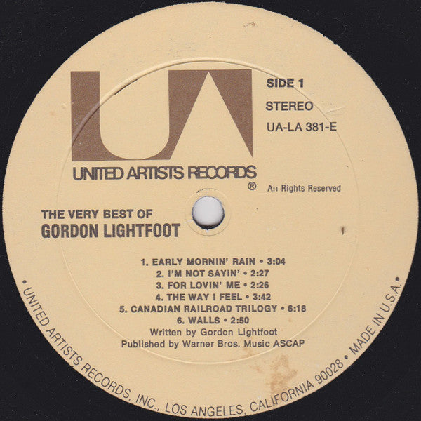 Gordon Lightfoot : The Very Best Of Gordon Lightfoot (LP, Comp, RE)