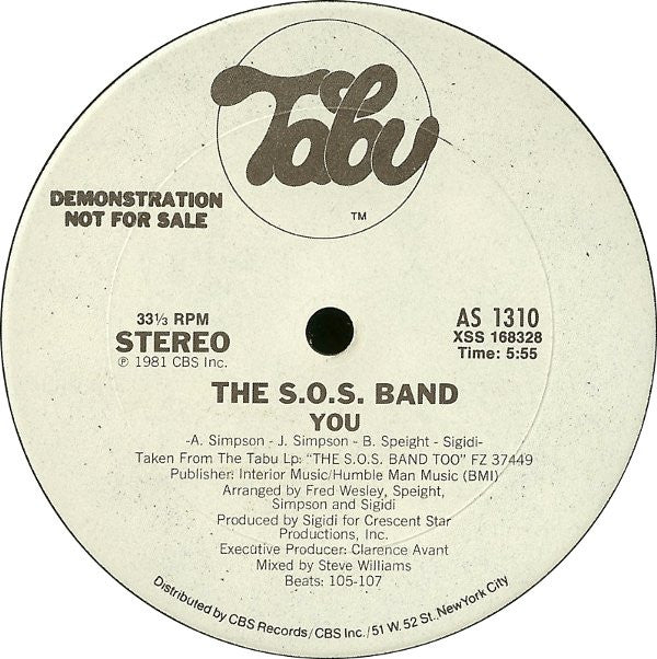 The S.O.S. Band : You (12", Promo)