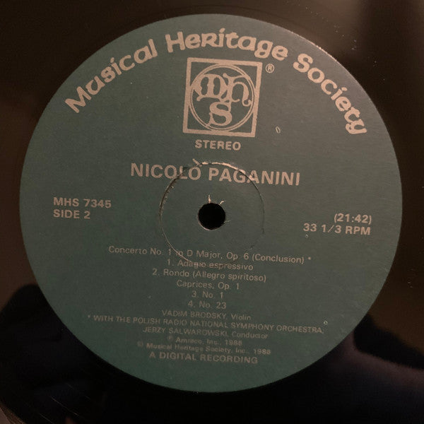 Niccolo Paganini*, Wadim Brodski*, Wielka Orkiestra Symfoniczna Polskiego Radia I Telewizji, Jerzy Salwarowski : I Koncert Skrzypcowy D-dur Op. 6, Kaprys Nr 1, Kaprys Nr 23 Op. 1 (LP, Album)