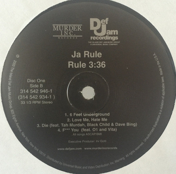 Ja Rule : Rule 3:36 (2xLP, Album, Gat)