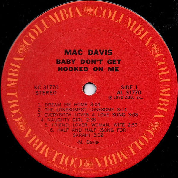 Mac Davis : Baby Don't Get Hooked On Me (LP, Album, Ter)