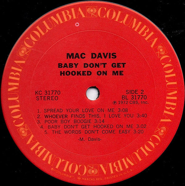 Mac Davis : Baby Don't Get Hooked On Me (LP, Album, Ter)