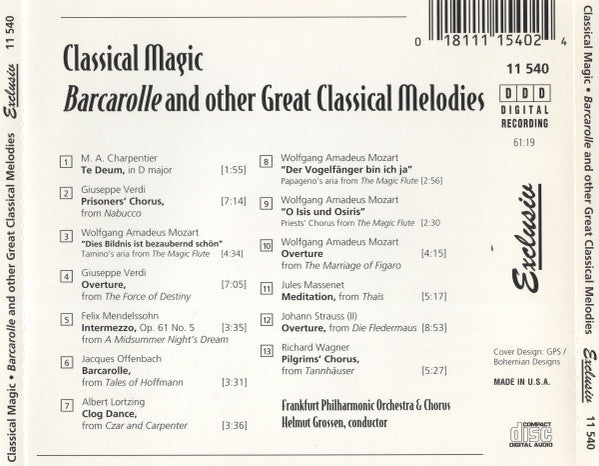 Frankfurt Philharmonic Orchestra & Chorus : Classical Magic - Barcarole And Other Great Classical Melodies (CD, Album)