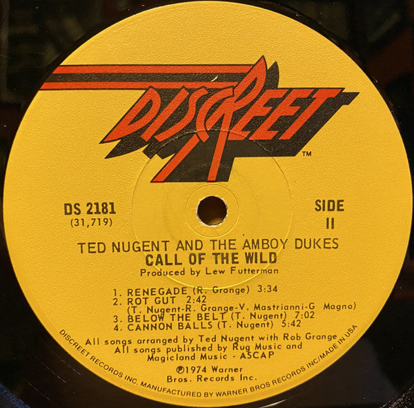 Ted Nugent & The Amboy Dukes : Call Of The Wild (LP, Album, Los)