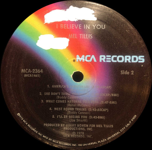 Mel Tillis : I Believe In You (LP, Album, Pin)