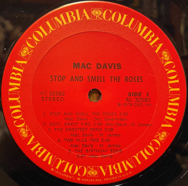 Mac Davis : Stop And Smell The Roses (LP, Album, Ter)