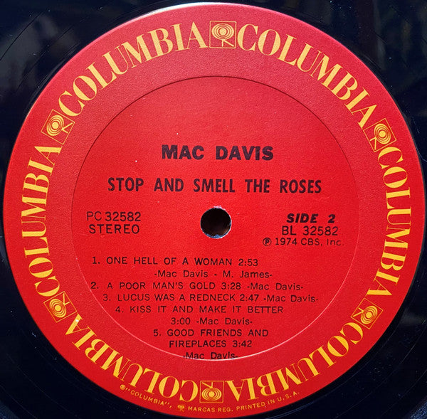 Mac Davis : Stop And Smell The Roses (LP, Album, Ter)