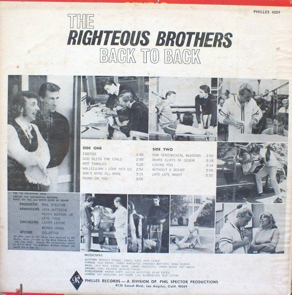 The Righteous Brothers : Back To Back (LP, Album, Mono)
