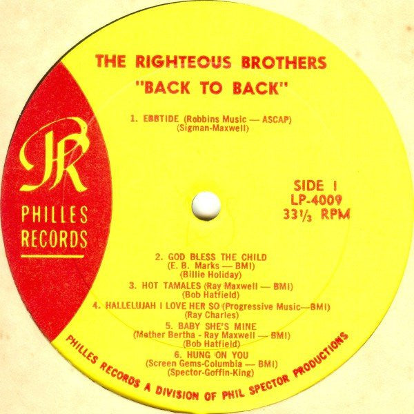 The Righteous Brothers : Back To Back (LP, Album, Mono)