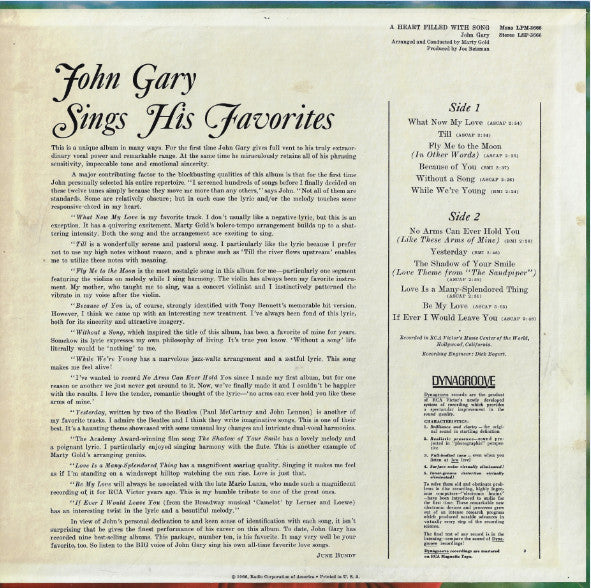 John Gary : A Heart Filled With Song (LP, Ind)