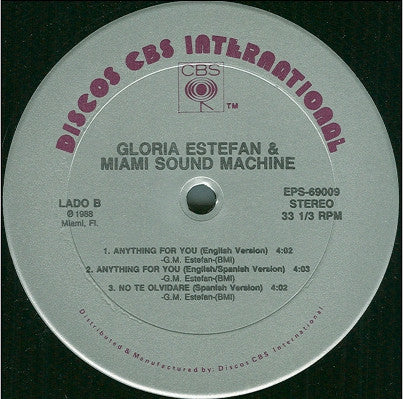 Miami Sound Machine : Anything For You (12", Single)