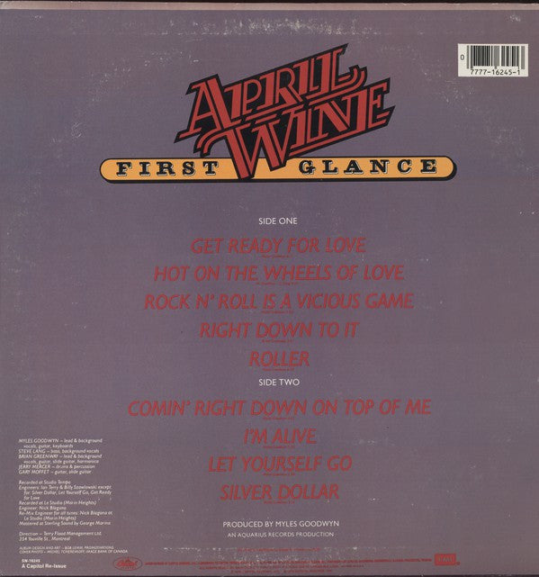 April Wine : First Glance (LP, Album, RE, Cap)