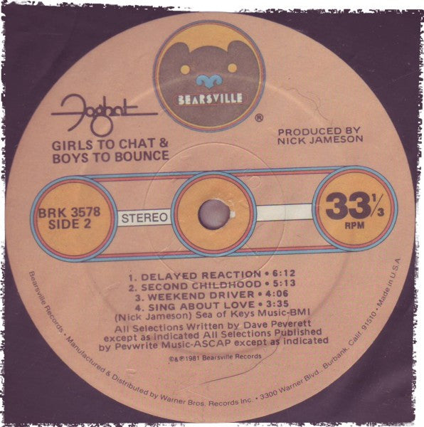Foghat : Girls To Chat & Boys To Bounce (LP, Album)