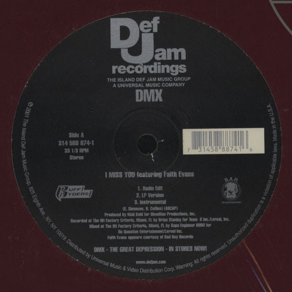 DMX Feat. Faith Evans : I Miss You (12")