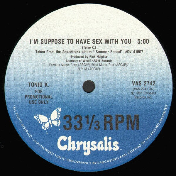Tonio K. : I'm Supposed To Have Sex With You (12", Promo)