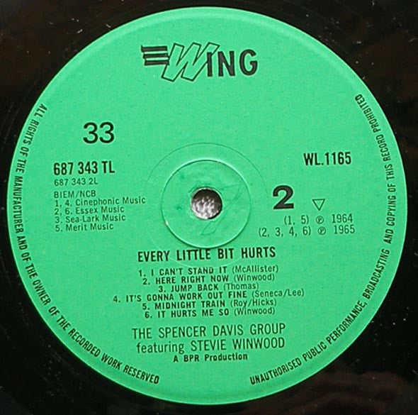 The Spencer Davis Group Featuring Stevie Winwood* : Every Little Bit Hurts (LP, Album, RE)
