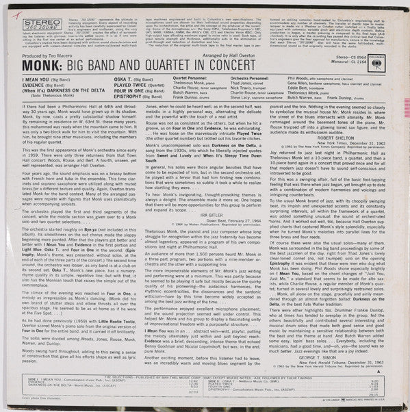 Thelonious Monk : Big Band And Quartet In Concert (LP, Album, Ter)