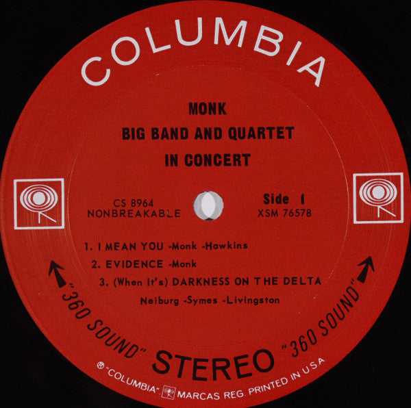 Thelonious Monk : Big Band And Quartet In Concert (LP, Album, Ter)