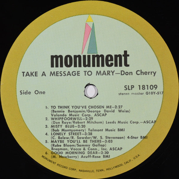 Don Cherry (2) : Take A Message To Mary (LP, Album)