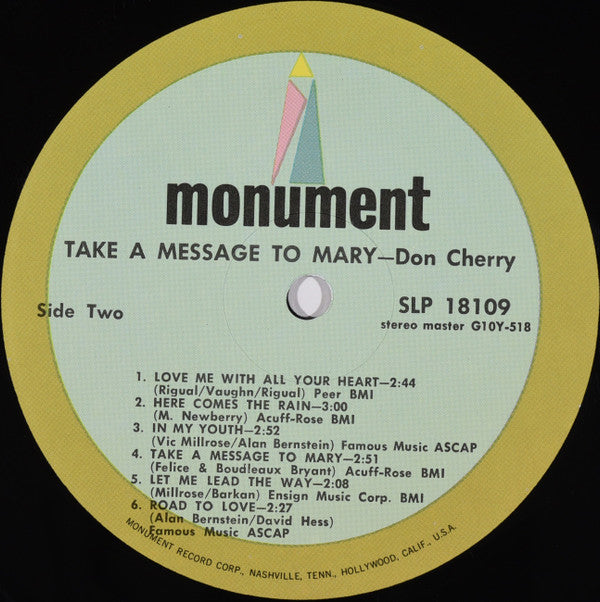 Don Cherry (2) : Take A Message To Mary (LP, Album)