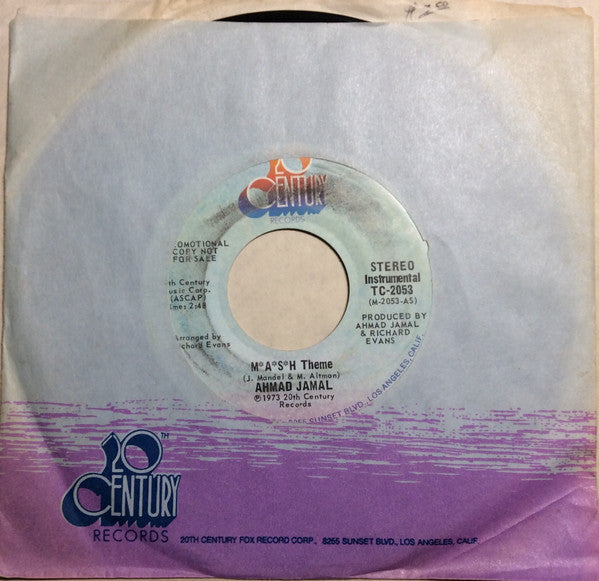 Ahmad Jamal : M*A*S*H Theme (7", Mono, Promo)