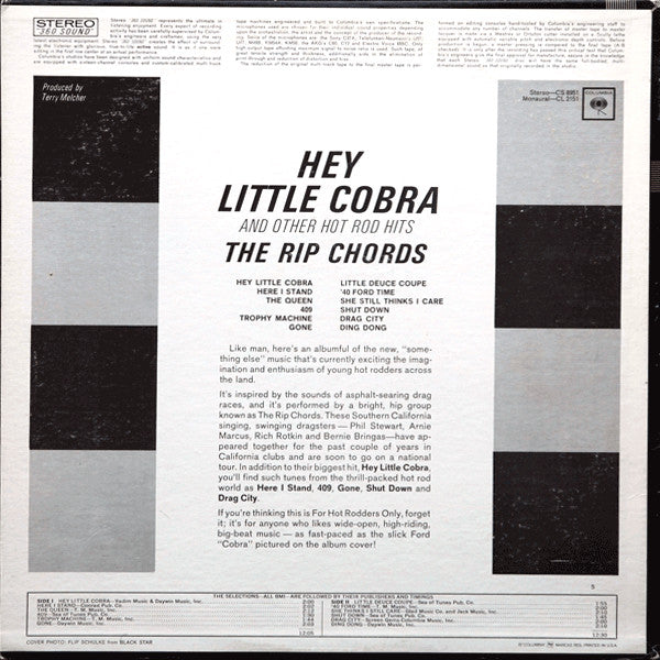 The Rip Chords : Hey Little Cobra And Other Hot Rod Hits (LP, Album)