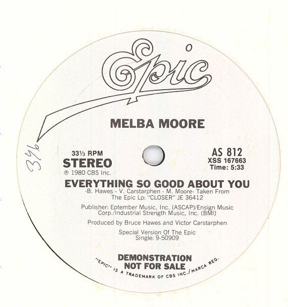 Melba Moore : Everything So Good About You (12", Promo)