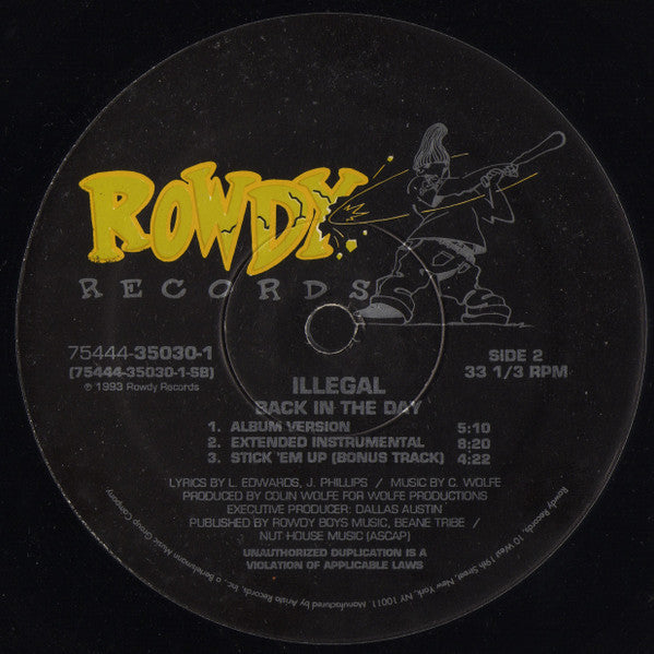 Illegal (2) : Back In The Day (12")