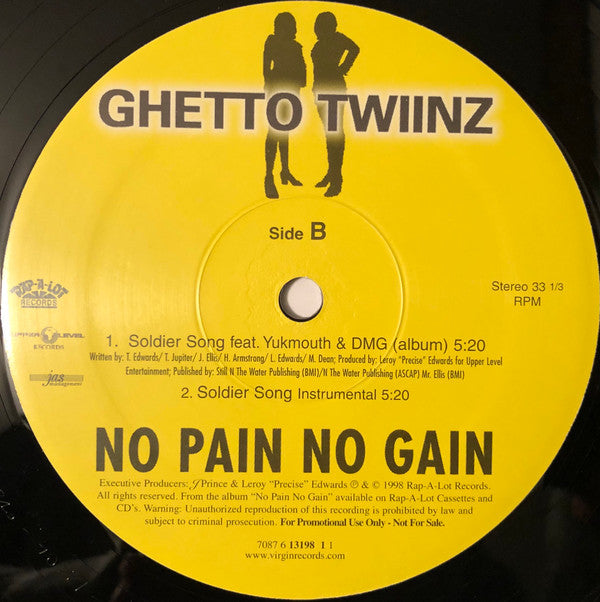 Ghetto Twiinz : No Pain No Gain / Soldier Song (12", Promo)