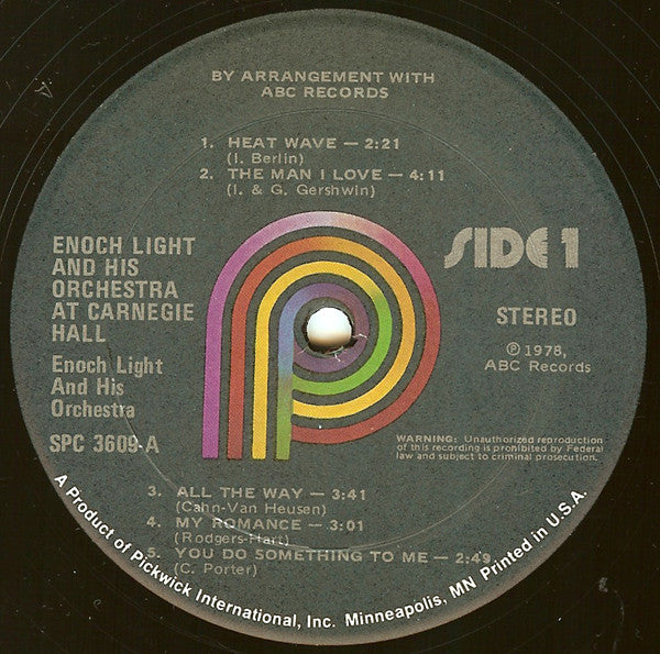 Enoch Light And His Orchestra : Enoch Light And His Orchestra At Carnegie Hall (LP, RE, RM)