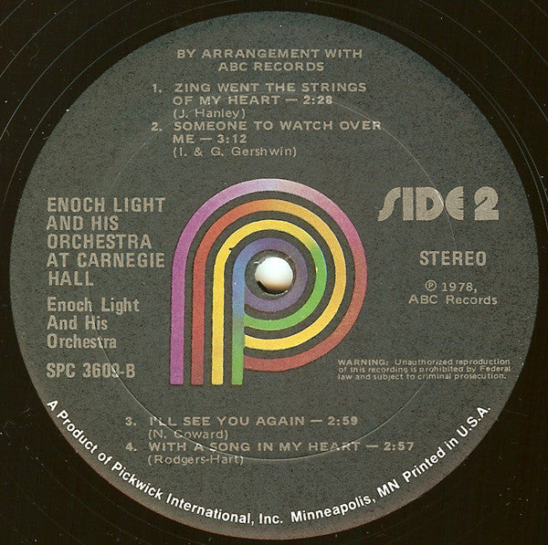 Enoch Light And His Orchestra : Enoch Light And His Orchestra At Carnegie Hall (LP, RE, RM)