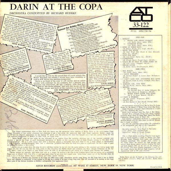 Bobby Darin : Darin At The Copa (LP, Album, Mono)