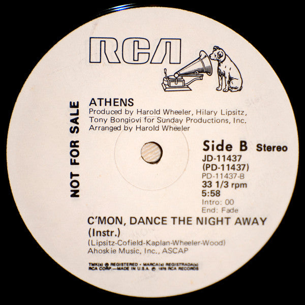 Athens : C'mon, Dance The Night Away (12", Maxi, Promo)