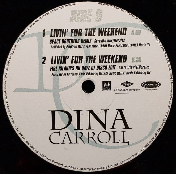 Dina Carroll : Livin' For The Weekend (12")