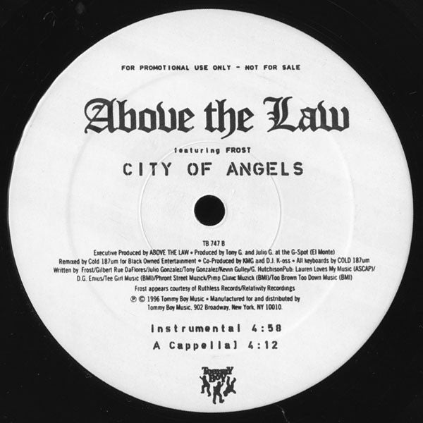 Above The Law Featuring Kid Frost : City Of Angels (12", Promo)