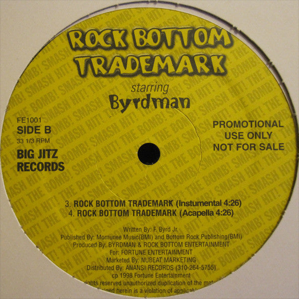 Byrdman : Rock Bottom Trademark (12", Promo)