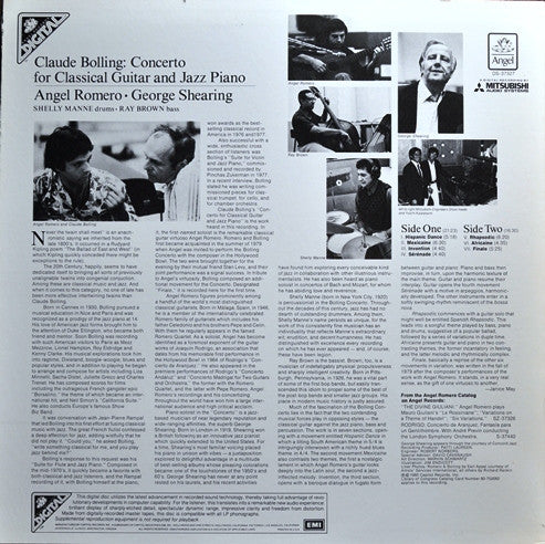 Claude Bolling, Angel Romero (2) & George Shearing : Claude Bolling: Concerto For Classic Guitar And Jazz Piano (LP, Album, Dig)