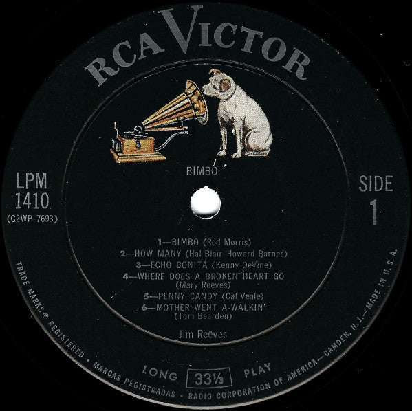 Jim Reeves : Bimbo (LP, Album, Comp, Mono, Ind)