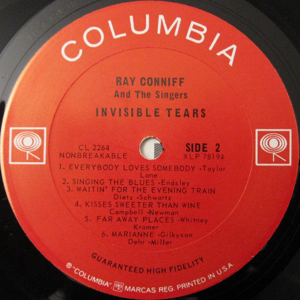 Ray Conniff And The Singers : Invisible Tears (LP, Album, Mono)