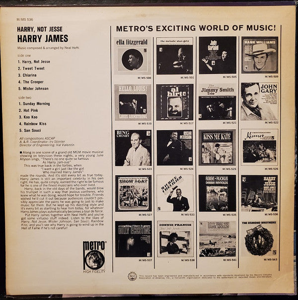 Harry James (2) : Harry Not Jesse: Harry James Plays Neal Hefti (LP)