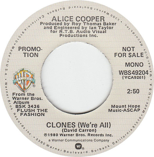 Alice Cooper (2) : Clones (We're All) (7", Single, Promo)