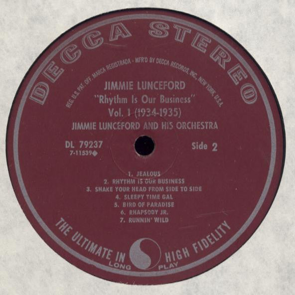Jimmie Lunceford And His Orchestra : Rhythm Is Our Business (Vol. 1 1934-1935) (LP, Comp)