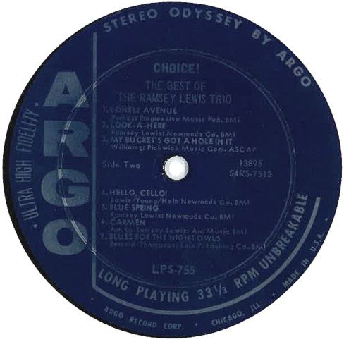 The Ramsey Lewis Trio : Choice!: The Best Of The Ramsey Lewis Trio (LP, Comp)