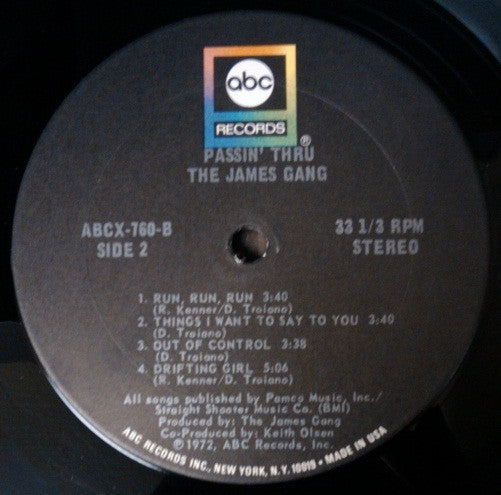 James Gang : Passin' Thru (LP, Album, San)